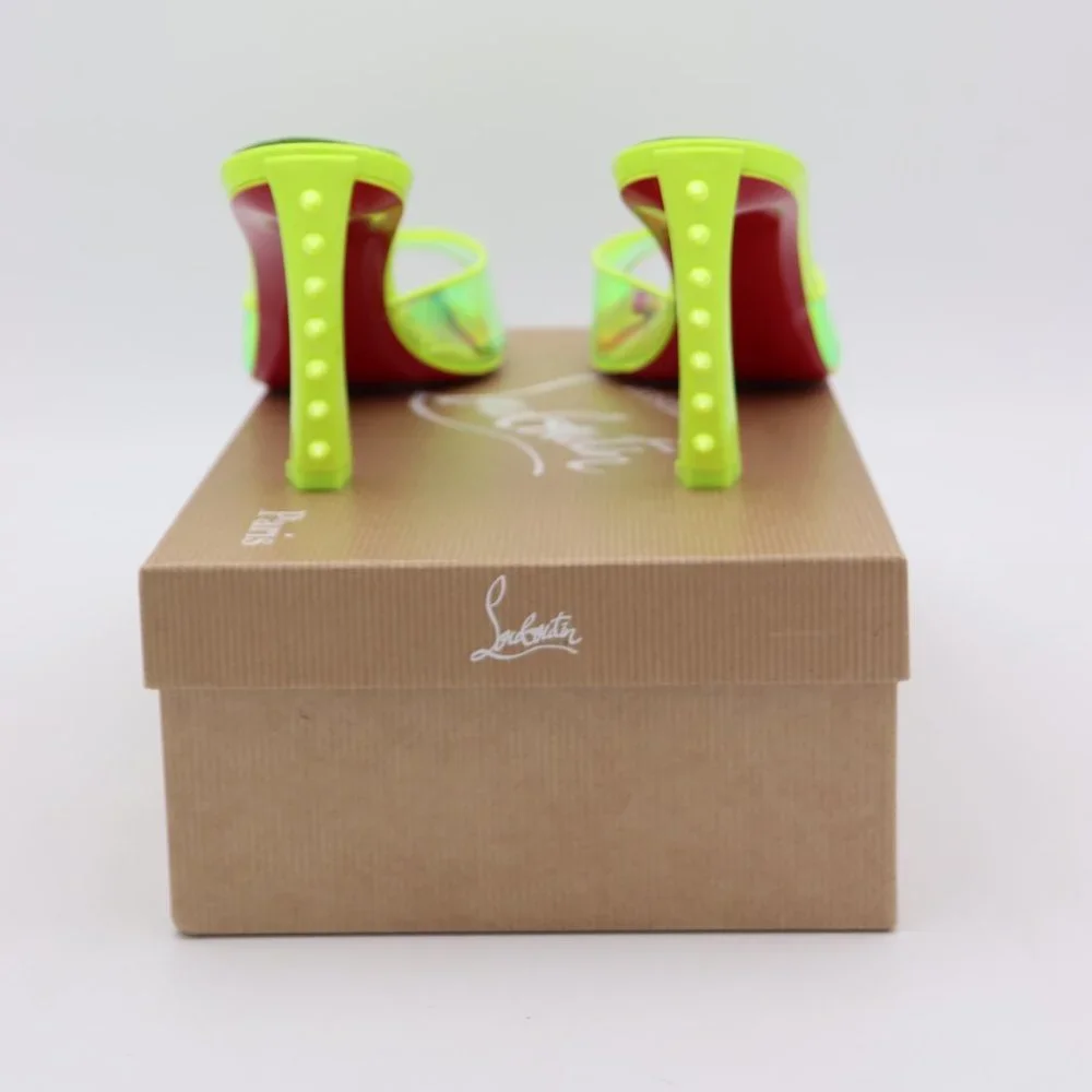 Christian Louboutin Condorapik Yellow Iridescent Spike Mule Sandals - Picture 7 of 13